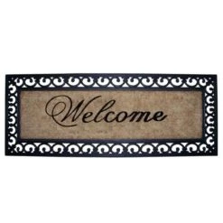 Clayre & Eef Deurmat 120x45 Cm Zwart Kokosvezel Rubber Rechthoek Kokosmat Mat Schoonloopmat -Clayre & Eef 1200x1200 319