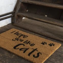 Clayre & Eef Deurmat 75x45 Cm Bruin Kokosvezel Rubber Rechthoek Kattenpootjes Like Cats Kokosmat Mat Schoonloopmat -Clayre & Eef 1200x1200 323