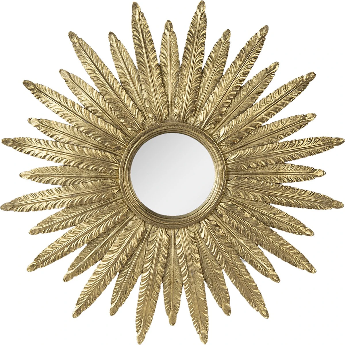 Clayre & Eef Spiegel Ø 38 Cm Goudkleurig Kunststof Bolle Spiegel Wand Spiegel Muur Spiegel 3 Clayre & Eef Spiegel Ø 38 Cm Goudkleurig Kunststof Bolle Spiegel Wand Spiegel Muur Spiegel