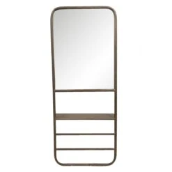 Clayre & Eef Spiegel 40x100 Cm Koperkleurig Ijzer Hout Rechthoek Grote Spiegel Wand Spiegel Muur Spiegel -Clayre & Eef 1200x1200 337