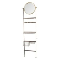 Clayre & Eef Spiegel 50x194 Cm Bruin Ijzer Hout Rond Grote Spiegel Wand Spiegel Muur Spiegel -Clayre & Eef 1200x1200 340