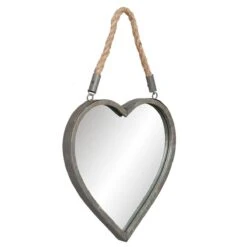 Clayre & Eef Spiegel Hart 27x29 Cm Grijs Ijzer Hartvormig Grote Spiegel Wand Spiegel Muur Spiegel -Clayre & Eef 1200x1200 372