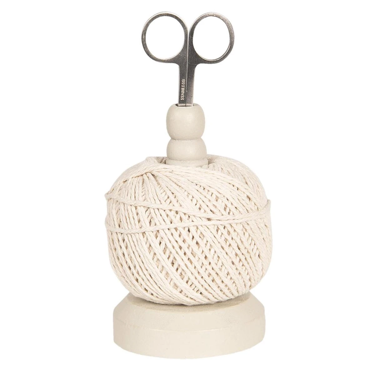 Clayre & Eef Touwhouder Met Schaar Ø 8x12 Cm Beige Hout Metaal 7 Clayre & Eef Touwhouder Met Schaar Ø 8x12 Cm Beige Hout Metaal - Afbeelding 5