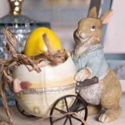 Clayre & Eef Beeld Konijn 16x9x14 Cm Bruin Beige Kunststof Woonaccessoires Beeld Decoratie Paashaas -Clayre & Eef 1200x1200 403