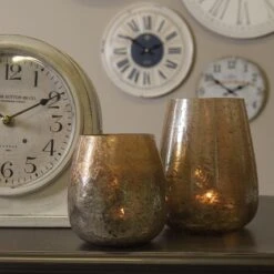 Clayre & Eef Theelichthouder Ø 9x10 Cm Goudkleurig Glas Waxinelichthouder Windlichthouder -Clayre & Eef 1200x1200 51