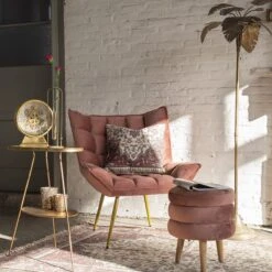 Clayre & Eef Theelichthouder Ø 8x10 Cm Goudkleurig Glas Waxinelichthouder Windlichthouder -Clayre & Eef 1200x1200 56