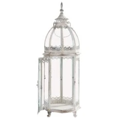 Clayre & Eef Lantaarn Ø 22*68 Cm Wit Ijzer Krullen Achthoek Kaarsenhouder -Clayre & Eef 1200x1200 66