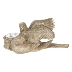 Clayre & Eef Kandelaar 21*22*8 Cm Goudkleurig Kunststof Duiven Kaarsenstandaard Kaarsenhouder -Clayre & Eef 1200x1200 70