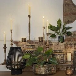 Clayre & Eef Windlicht 6Y3884 13*13*37 Cm - Koperkleurig Metaal Kaarsenhouder Sfeerverlichting -Clayre & Eef 1200x1200 82