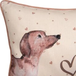 Clayre & Eef Kussenhoes 40x40 Cm Beige Katoen Vierkant Teckel Sierkussenhoes Kussen Hoes -Clayre & Eef 1200x1200 92