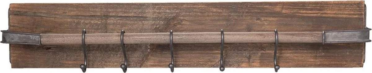 Clayre & Eef Wandkapstok 81x14x15 Cm Bruin Hout Ijzer Rechthoek Decoratieve Kapstok 9 Clayre & Eef Wandkapstok 81x14x15 Cm Bruin Hout Ijzer Rechthoek Decoratieve Kapstok - Afbeelding 7