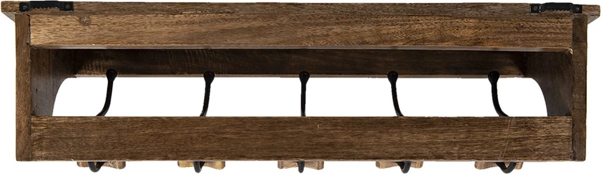 Clayre & Eef Wandkapstok 5 Haken 70x17x17 Cm Bruin Hout Ijzer Kapstok Met Plank 6 Clayre & Eef Wandkapstok 5 Haken 70x17x17 Cm Bruin Hout Ijzer Kapstok Met Plank - Afbeelding 4