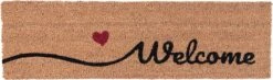 Clayre & Eef Deurmat 75x22 Cm Bruin Kokosvezel Rubber Rechthoek Welcome Kokosmat Mat Schoonloopmat
