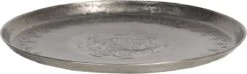 Clayre & Eef Decoratief Dienblad Ø 21x2 Cm Zilverkleurig Ijzer Rond Serveerschaal