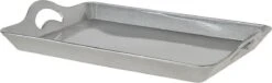 Clayre & Eef Decoratief Dienblad 45x32x3 Cm Zilverkleurig Kunststof Rechthoek Serveerschaal