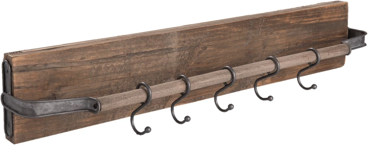 Clayre & Eef Wandkapstok 81x14x15 Cm Bruin Hout Ijzer Rechthoek Decoratieve Kapstok 10 Clayre & Eef Wandkapstok 81x14x15 Cm Bruin Hout Ijzer Rechthoek Decoratieve Kapstok - Afbeelding 8