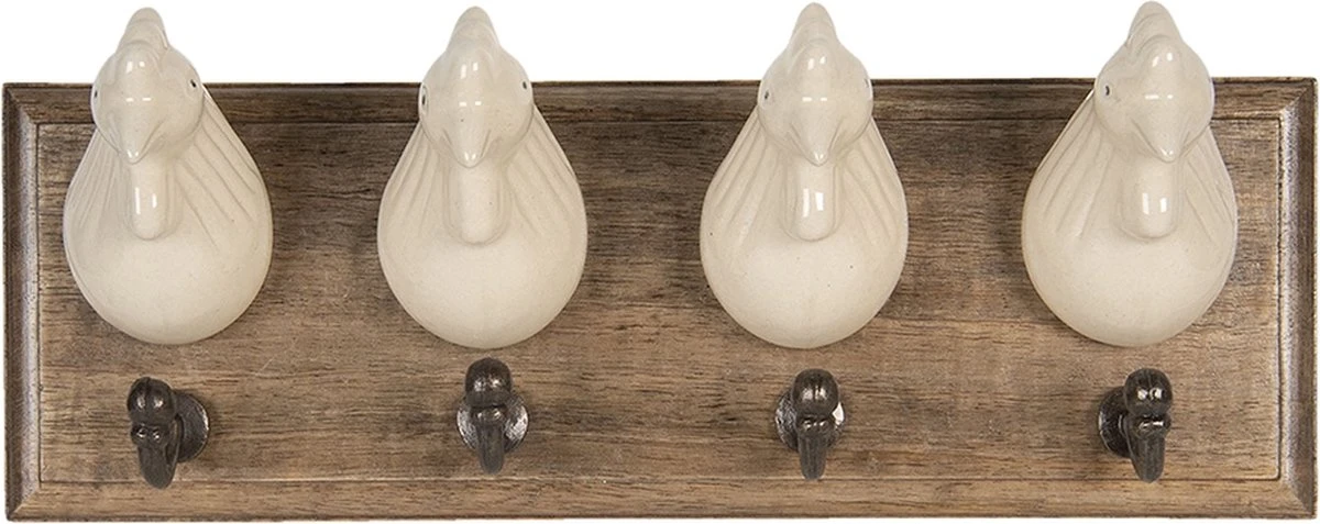 Clayre & Eef Wandkapstok 37x11x13 Cm Bruin Hout Kippen Decoratieve Kapstok 4 Clayre & Eef Wandkapstok 37x11x13 Cm Bruin Hout Kippen Decoratieve Kapstok - Afbeelding 2
