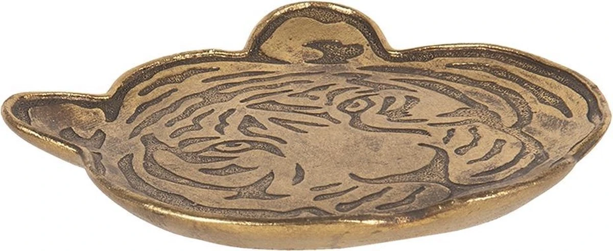 Clayre & Eef Decoratief Dienblad Tijger 14x14 Cm Goudkleurig Polyresin Serveerschaal 4 Clayre & Eef Decoratief Dienblad Tijger 14x14 Cm Goudkleurig Polyresin Serveerschaal - Afbeelding 2