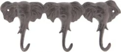 Clayre & Eef Wandkapstok Olifant 29x3x12 Cm Bruin Ijzer