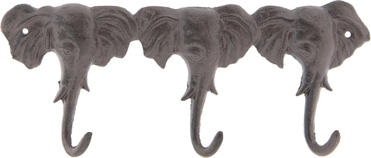 Clayre & Eef Wandkapstok Olifant 29x3x12 Cm Bruin Ijzer 3 Clayre & Eef Wandkapstok Olifant 29x3x12 Cm Bruin Ijzer