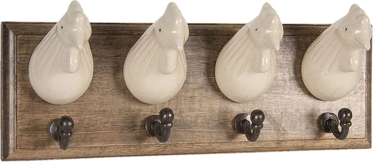 Clayre & Eef Wandkapstok 37x11x13 Cm Bruin Hout Kippen Decoratieve Kapstok 3 Clayre & Eef Wandkapstok 37x11x13 Cm Bruin Hout Kippen Decoratieve Kapstok