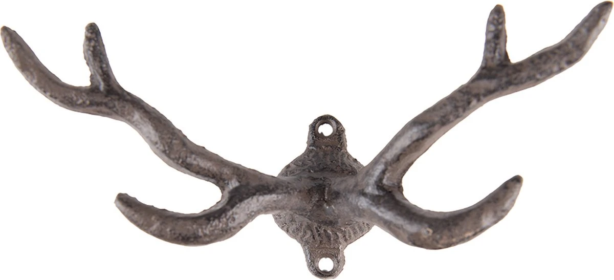 Clayre & Eef Wandkapstok 2 Haken Gewei 17x4x8 Cm Bruin Ijzer Decoratieve Kapstok 3 Clayre & Eef Wandkapstok 2 Haken Gewei 17x4x8 Cm Bruin Ijzer Decoratieve Kapstok