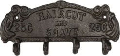 Clayre & Eef Wandkapstok 4 Haken 28*7*12 Cm Bruin Ijzer Haircut And Shave -Clayre & Eef 1200x561