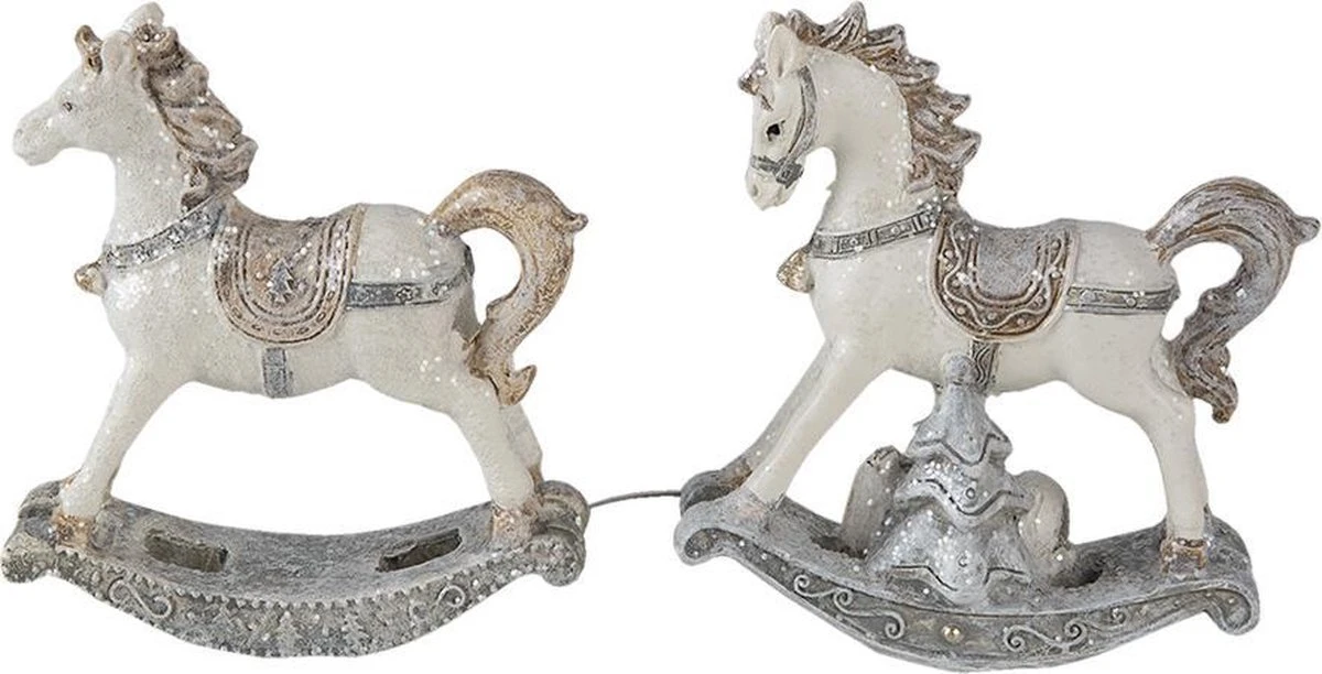 Clayre & Eef Beeld Set Van 2 Hobbelpaard 8 Cm Wit Kunststof Kerstdecoratie 5 Clayre & Eef Beeld Set Van 2 Hobbelpaard 8 Cm Wit Kunststof Kerstdecoratie - Afbeelding 3