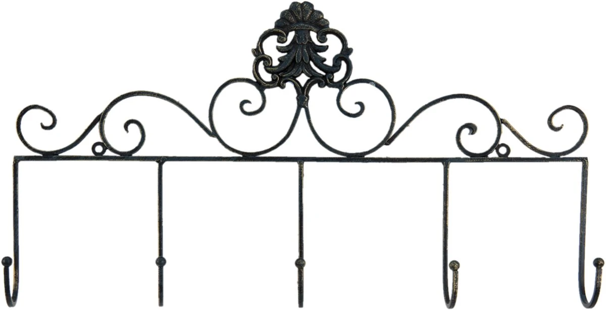 Clayre & Eef Wandkapstok 5 Haken 50x5x27 Cm Zwart Ijzer 9 Clayre & Eef Wandkapstok 5 Haken 50x5x27 Cm Zwart Ijzer - Afbeelding 7