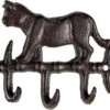 Clayre & Eef Wandkapstok 3 Haken Kat 20x2x10 Cm Bruin Ijzer
