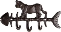Clayre & Eef Wandkapstok 3 Haken Kat 20x2x10 Cm Bruin Ijzer