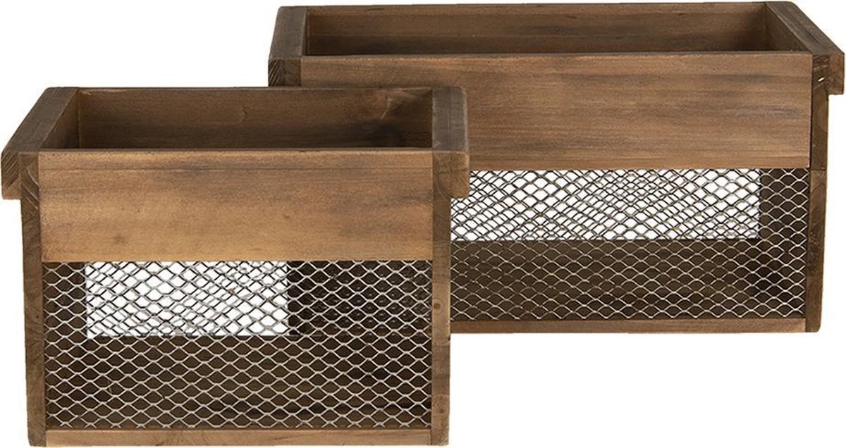 Clayre & Eef Opbergdoos Bruin Hout Rechthoek Opbergbox 3 Clayre & Eef Opbergdoos Bruin Hout Rechthoek Opbergbox