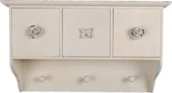 Clayre & Eef Wandkapstok 3 Haken 41x12x24 Cm Wit Mdf Kunststof Rechthoek Bloemen Decoratieve Kapstok Opbergkast -Clayre & Eef 1200x644