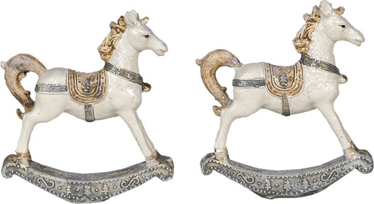 Clayre & Eef Beeld Set Van 2 Hobbelpaard 8 Cm Wit Kunststof Kerstdecoratie 8 Clayre & Eef Beeld Set Van 2 Hobbelpaard 8 Cm Wit Kunststof Kerstdecoratie - Afbeelding 6
