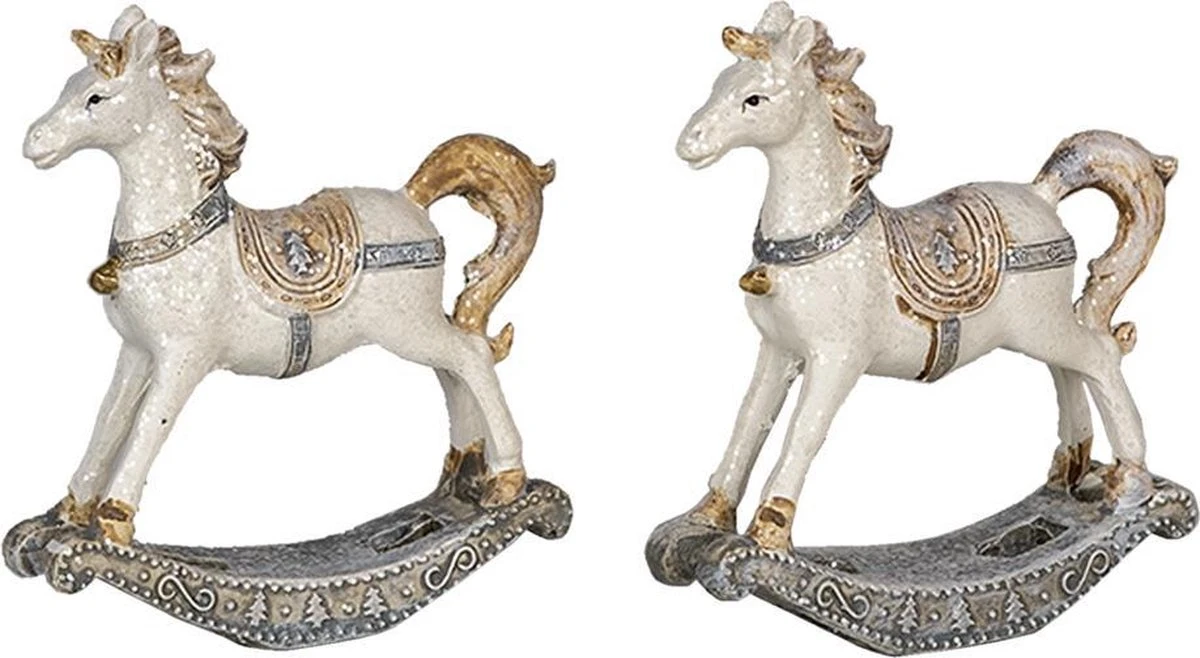 Clayre & Eef Beeld Set Van 2 Hobbelpaard 8 Cm Wit Kunststof Kerstdecoratie 10 Clayre & Eef Beeld Set Van 2 Hobbelpaard 8 Cm Wit Kunststof Kerstdecoratie - Afbeelding 8
