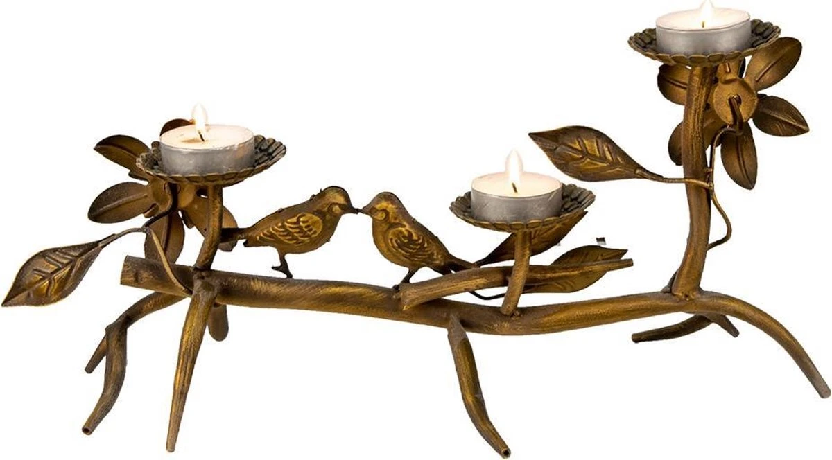Clayre & Eef Kandelaar Vogels 50x25x21 Cm Koperkleurig Ijzer Bloemen Kaarsenstandaard Kaarsenhouder 5 Clayre & Eef Kandelaar Vogels 50x25x21 Cm Koperkleurig Ijzer Bloemen Kaarsenstandaard Kaarsenhouder - Afbeelding 3