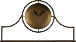 Clayre & Eef Tafelklok 58x33 Cm Koperkleurig Ijzer Glas Tafelklokken Binnen Staand Klokje Tafelklokje -Clayre & Eef 1200x670