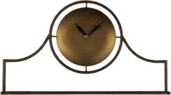 Clayre & Eef Tafelklok 58x33 Cm Koperkleurig Ijzer Glas Tafelklokken Binnen Staand Klokje Tafelklokje -Clayre & Eef 1200x671