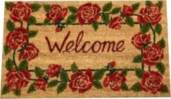 Deurmat | 75*45*1 Cm | Rood | Kokos / Rubber | Rechthoekig | Welcome | Clayre & Eef | ROMC