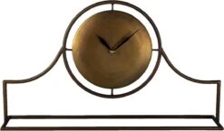 Clayre & Eef Tafelklok 58x33 Cm Koperkleurig Ijzer Glas Tafelklokken Binnen Staand Klokje Tafelklokje