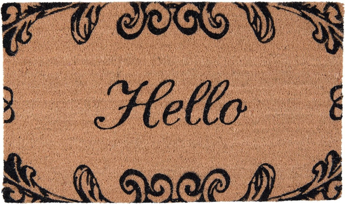 Clayre & Eef Deurmat Binnen MC124 75*45*2 Cm - Bruin Kokos / Rubber Droogloopmat