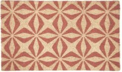 Clayre & Eef Deurmat 75x45 Cm Rood Beige Kokosvezel Pvc Rechthoek Kokosmat Mat Schoonloopmat