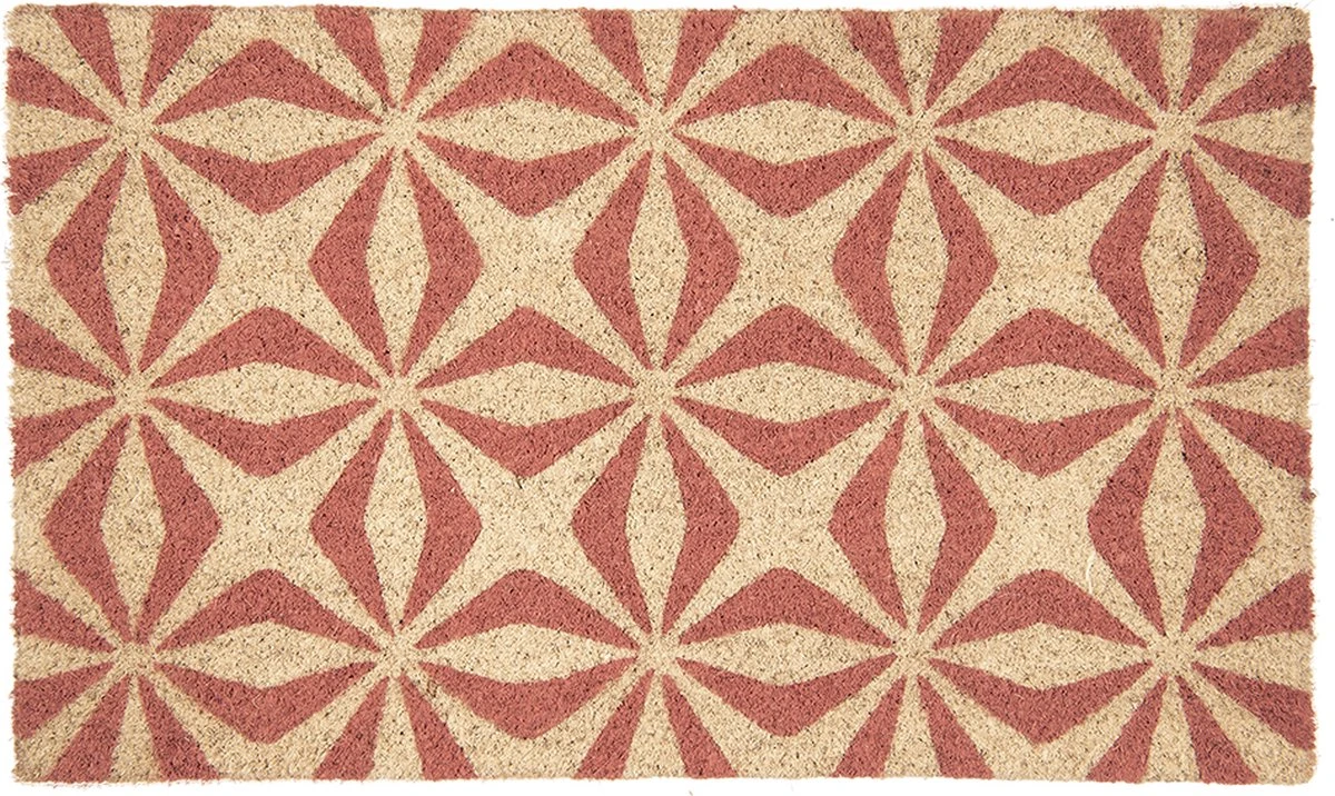 Clayre & Eef Deurmat 75x45 Cm Rood Beige Kokosvezel Pvc Rechthoek Kokosmat Mat Schoonloopmat 3 Clayre & Eef Deurmat 75x45 Cm Rood Beige Kokosvezel Pvc Rechthoek Kokosmat Mat Schoonloopmat
