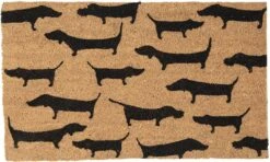Clayre & Eef Deurmat 75x45 Cm Bruin Zwart Kokosvezel Pvc Rechthoek Honden Kokosmat Mat Schoonloopmat