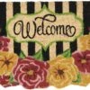 Clayre & Eef Deurmat 75x45 Cm Rood Geel Kokosvezel Pvc Bloemen Welcome Kokosmat Mat Schoonloopmat -Clayre & Eef 1200x720