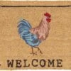 Clayre & Eef Deurmat 75x45 Cm Bruin Kokosvezel Pvc Rechthoek Kip En Haan Welcome Kokosmat Mat Schoonloopmat -Clayre & Eef 1200x721