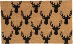 Clayre & Eef Deurmat 75x45 Cm Bruin Kokosvezel Rubber Rechthoek Eland Mat Schoonloopmat Doormat