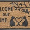 Clayre & Eef Deurmat 75x45 Cm Bruin Kokosvezel Rubber Rechthoek Katten Welcome Kokosmat Mat Schoonloopmat -Clayre & Eef 1200x721 3