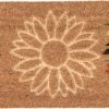 Clayre & Eef Deurmat 75x45 Cm Bruin Rood Kokosvezel Pvc Rechthoek Bloemen Kokosmat Mat Schoonloopmat -Clayre & Eef 1200x722 1