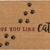 Clayre & Eef Deurmat 75x45 Cm Bruin Kokosvezel Pvc Rechthoek Kattenpootjes Like Cats Kokosmat Mat Schoonloopmat -Clayre & Eef 1200x722 3